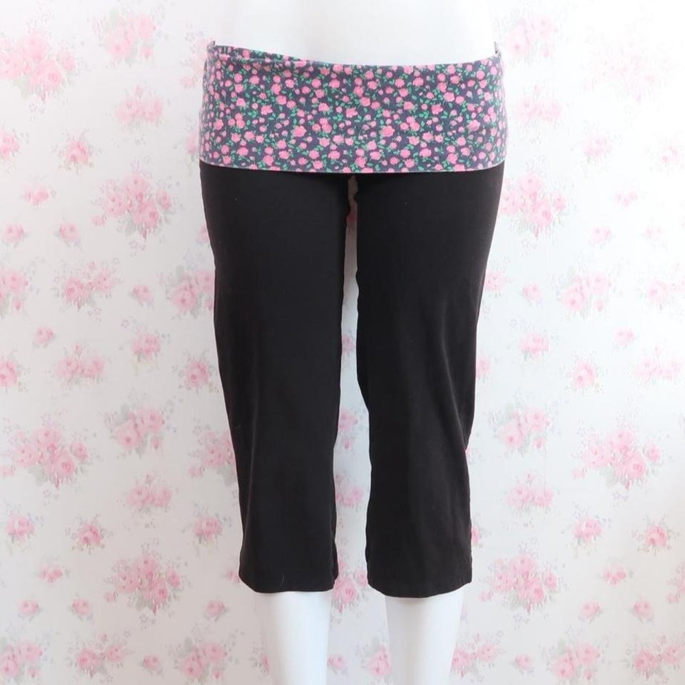 victoria's Secret PINK Y2K Yoga Capris Floral Fold-over
